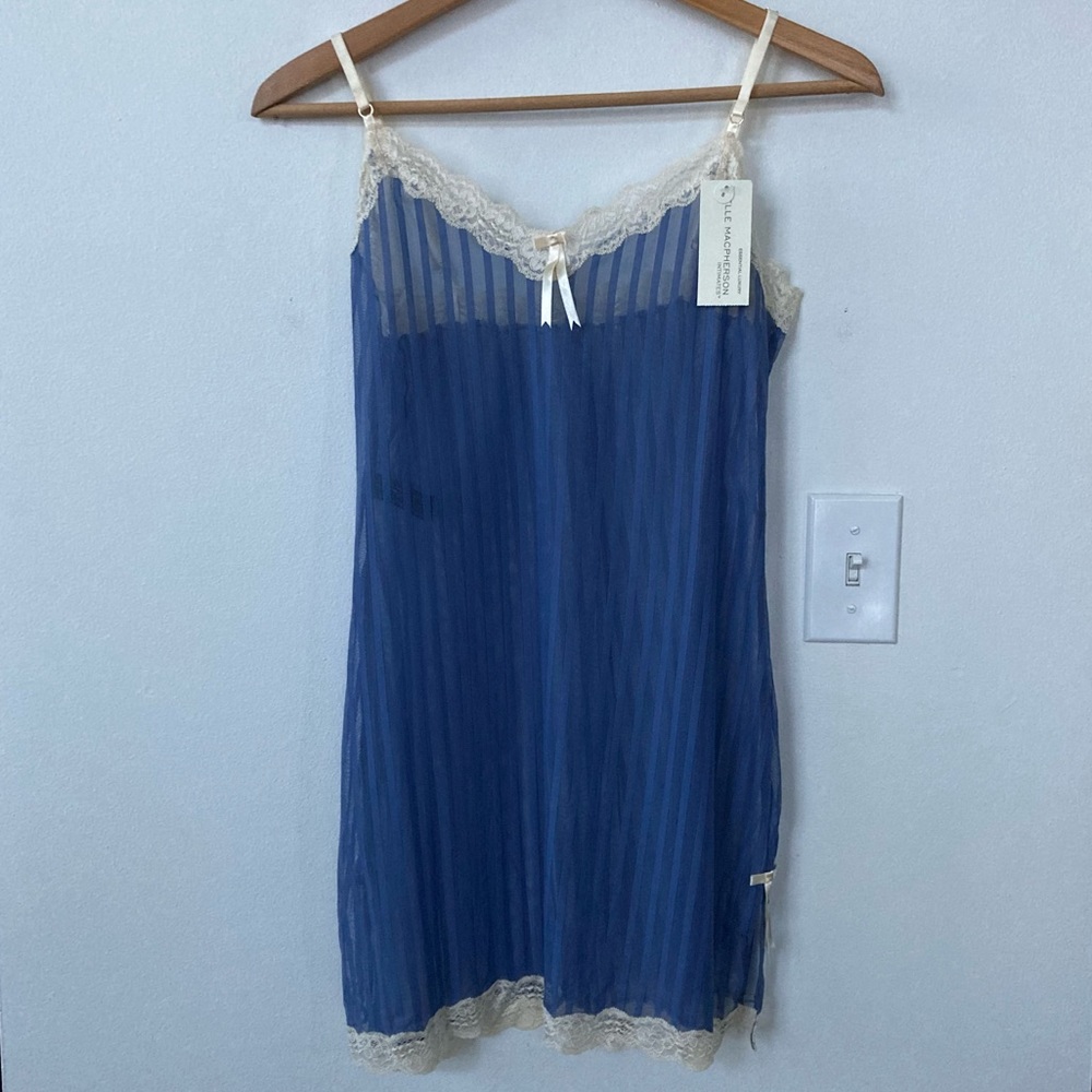 Elle Macpherson Sheer Ribbons Chemise in Denim Blue